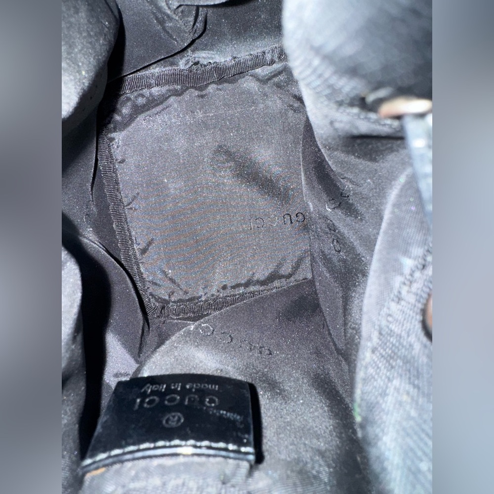 Gucci Authentic Black Nylon Drawstring Pouch w/Leather Handle & Silver Hardware - Picture 7 of 11